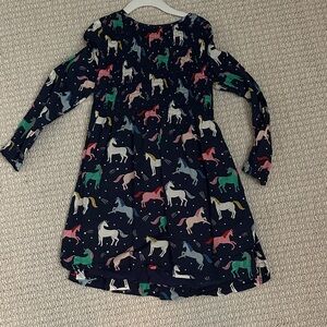 Mini Boden Navy and Pink Dress with Whimsical Print